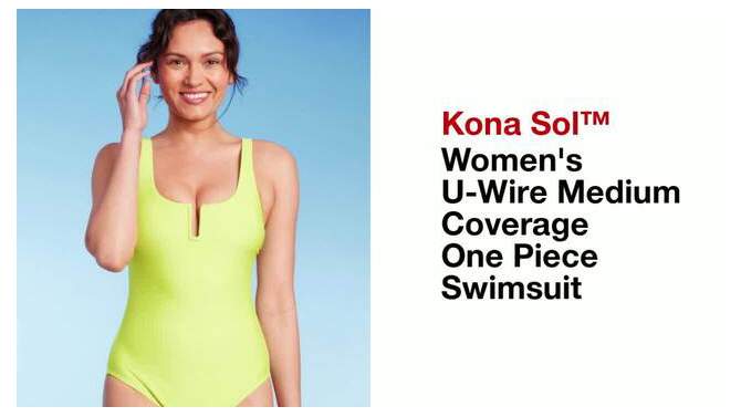Women's U-Wire Medium Coverage One Piece Swimsuit - Kona Sol™ Green, 2 of 19, play video