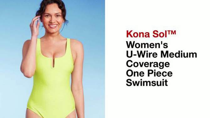 Women's U-Wire Medium Coverage One Piece Swimsuit - Kona Sol™ Green, 2 of 19, play video