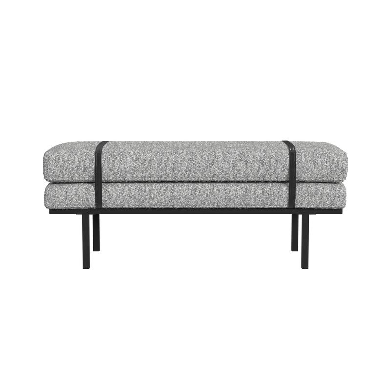  Homepop Upholstered Boucle Bench with Wood Base, 1 of 8