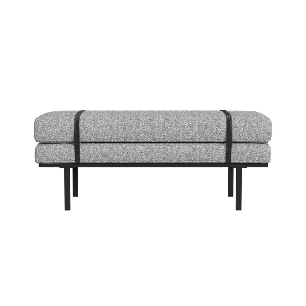 Photos - Other Furniture HomePop Upholstered Bench Gray Boucle