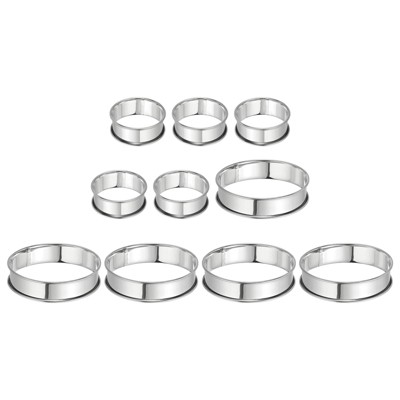Unique Bargains Stainless Steel Double Rolled Nonstick Durable Cake Rings 10 Pcs