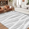 Faux Wool Modern Stripe Pattern Printed Area Rug with Ultra Thin Low Pile Machine Washable Stain Resistant Pet Friendly Non Shedding Non Slip Carpet - 2 of 4