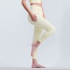 NAYSAYE L Women Yoga Pant Leggings Ribbed Solid High-Waisted Tummy Control Seamless Soft Gym Outfit Yoga Pants for Women Leg Training, Off-White - 2 of 4