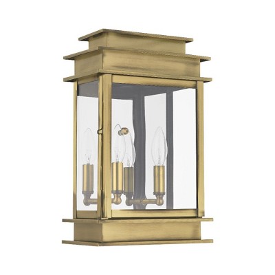 Antique Brass Princeton 2-Light Outdoor Wall Lantern with Clear Glass