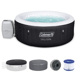 Coleman Miami AirJet Large Round 2 to 4 Person Inflatable Hot Tub Portable Outdoor Spa with 120 AirJets and EnergySense Cover, Black - 1 of 4
