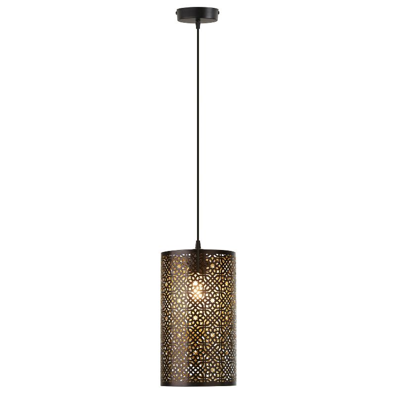 8&#34; Rory 1-Light Pendant Light in Black and Gold - River of Goods, 1 of 11