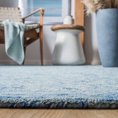 Hand-Tufted Boho Chic Blue Wool Rectangular Rug - 3' x 5'