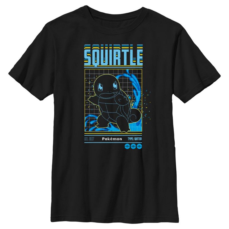 Boy's Pokemon Squirtle Retro Grid T-Shirt, 1 of 6