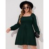 Clearlove Elegant Square Neck Sweater Dress for Women - Plus Size Ribbed Knit Tunic with Long Sleeves - 3 of 4