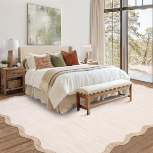 Modern Washable Rug Scalloped Rug with Non Slip Backing - 1 of 4
