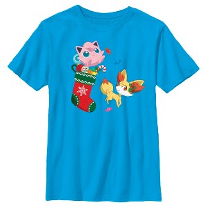 Boy's Pokemon Christmas Jigglypuff and Fennekin Stocking T-Shirt - 1 of 4
