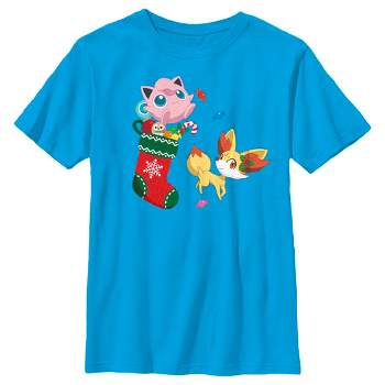 Boy's Pokemon Christmas Jigglypuff and Fennekin Stocking T-Shirt