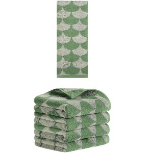 REGALWOVEN 5 Pack Cotton Soft Absorbent Geometric Pattern Hand Towels 13" x 29" - 1 of 4