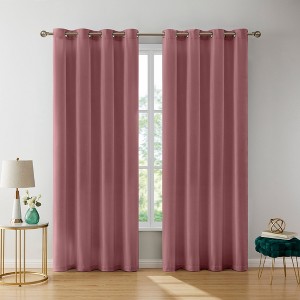 HLC.ME Sawyer Premium Luxurious Lush Velvet Soft Light Filtering Grommet Window Drapery Curtains - Set of 2 - 1 of 4