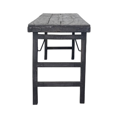 Reclaimed Wood Distressed Blackwashed Folding Console Table