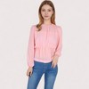 Anna-Kaci Women's Sheer Yoke Long Sleeve Blouse with Ruffle Neckline and Cinched Waist Detail - 2 of 4