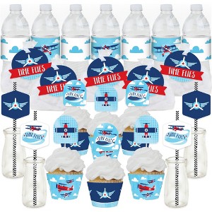 Big Dot of Happiness Taking Flight - Airplane - Vintage Plane Baby Shower or Birthday Party Favors and Cupcake Kit - Fabulous Favor Party Pack 100 Pc - 1 of 4