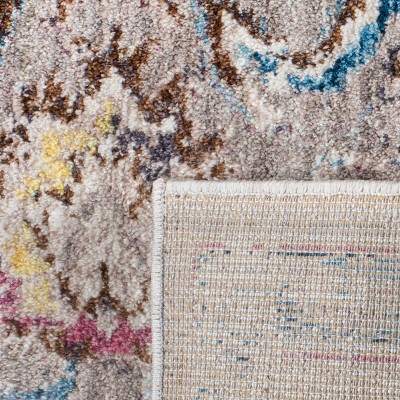 Bohemian Elegance Grey/Ivory Synthetic Square Area Rug - 7'x7'