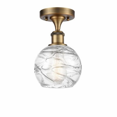 Athens Deco Swirl - 1 Light Semi-Flush Mount In Industrial Style-11 Inches Tall and 6 Inches Wide