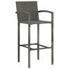 vidaXL Bar Stool Set of 4 Grey PE rattan, powder-coated steel Medium - 4 of 4