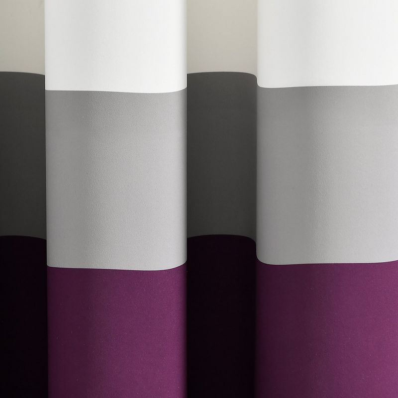 Alexander Color Block Light Filtering Window Curtain Panels Purple/Gray 52X84 Set, 3 of 6