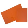 JAM 6pk 2 Pocket Heavy Duty Plastic Folders - Orange: Non-Pronged, 100 Sheet Capacity, Internal Pockets, 12"x9" - 2 of 4