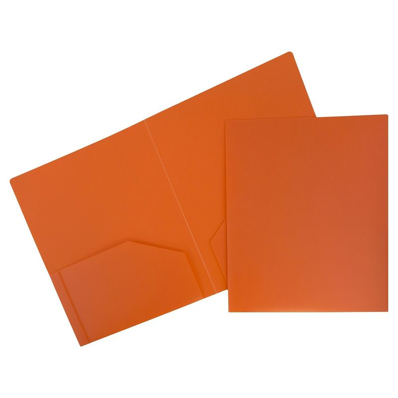 JAM 6pk 2 Pocket Heavy Duty Plastic Folders - Orange, 1 of 10