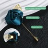 Unique Bargains Wedding Groom Suit Ribbon Rose Flower Lapel Pin with Gold Leaf 1 Pc - 2 of 4