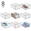 mDesign Plastic Stackable Bathroom Storage Organizer with Drawer, 8 Pack, Clear - 3 of 4