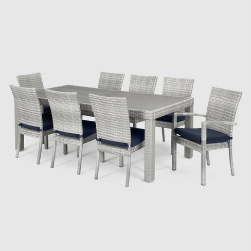 Cannes 9pc Rectangle Dining Set Blue, Rst Brands Outdoor Furniture