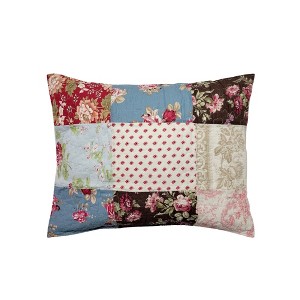 Greenland Home Fashions Natasha Sham – King Size Quilted Pillow Cover with Bold Global Patterns, Multi-Color 100% Cotton Fabric - 1 of 3