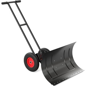 TackView Snow Shovel with Wheels, 29" Heavy Duty Snow Pusher for Driveway with Adjustable Handle and Angled Blade, for Doorway, Sidewalk - 1 of 4