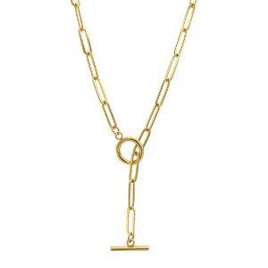 Adornia Tarnish Resistant 14k Gold Plated Slide Thru Paper Clip Chain Lariat - 1 of 3