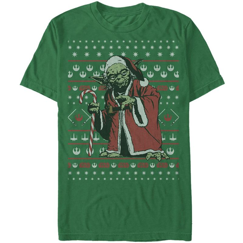 Men's Star Wars Ugly Christmas Santa Yoda T-Shirt, 1 of 5