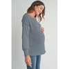 Hello Miz Women's Ribbed Split Neck Long Sleeve Maternity Sweater Top - 2 of 4