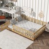 Racxily Full Size Floor Bed with Fence and Door,Rubber Wood Floor Bed with Safety Guardrails,Natural - 2 of 4