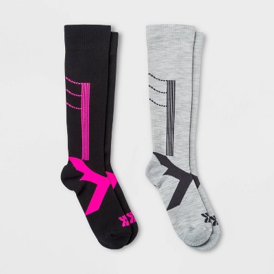 Women's Active Striped Compression 2pk Knee High Athletic Socks - All in Motion™ 4-10