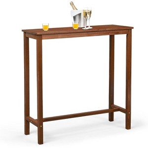Wooden Outdoor Bar Table, Wood Patio Counter Height Table, Weather-Resistant Patio Pub Table for Garden, Balcony, Poolside, Backyard, Indoor Use - 1 of 4
