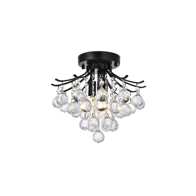 Elegant Toureg 3-Light Black and Crystal Flush Mount Chandelier