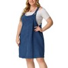 Agnes Orinda Women's Plus Size Casual Adjustable Straps Button Patch Pockets Mini Denim Jumpers - 2 of 4