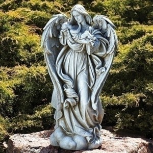 Roman 25.25" Gray Angel Holding a Baby Outdoor Garden Statue - 1 of 1