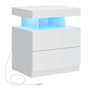 Hommpa Modern LED Nightstand with Wireless Charging Station & 2 Drawers - 1 of 4