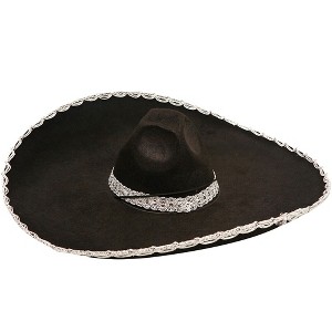 Dress Up America Mariachi Sombrero - Black and Silver Mariachi Hat - 1 of 3