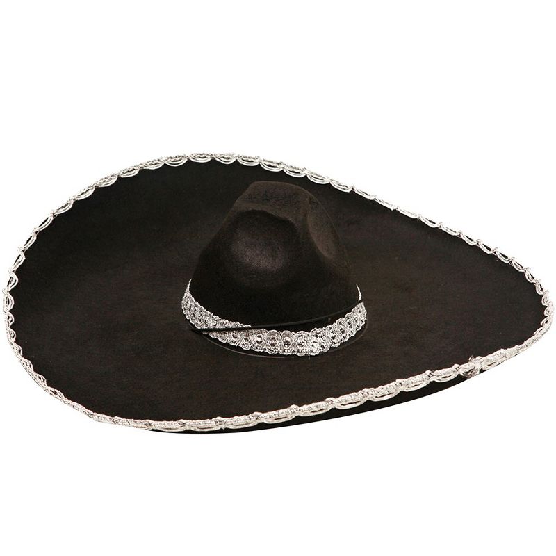 Dress Up America Mariachi Sombrero - Black and Silver Mariachi Hat, 1 of 4