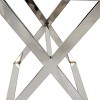 Olivia & May Leather Geometric Tray Table Inspired Accent Table with Silver Metal Base Gray: Contemporary Design, No Assembly Required - 3 of 4