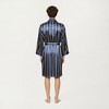 Anna-Kaci Men's Satin Robe with Geometric Print Contrast Shawl Collar and Waist Tie - 3 of 4