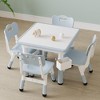 Height-Adjustable Kids Table and 2 Chairs Set with Graffiti Desktop, Toddler Table with Storage and Non-Slip Legs for Reading, Drawing, Playing - 2 of 4