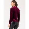 INSPIRE CHIC Women's Casual Velvet Long Sleeve Choker Neck Heart Dots Mesh Panel Top - 4 of 4