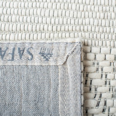 Ivory Flat Woven Handmade Wool and Synthetic Rug, 4' x 6'
