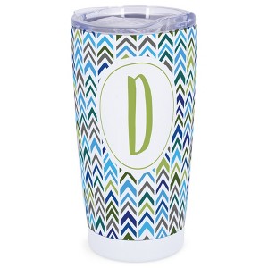 Elanze Designs D Monogram Herringbone Arrows Wrap-Around Design 20 Ounce Stainless Steel On-The-Go Coffee Mug, Thermal Travel Tumbler with Leak - 1 of 4